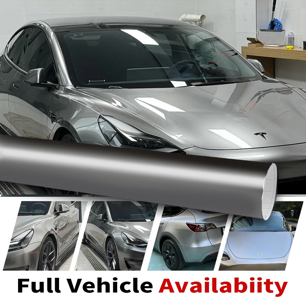 High Gloss Glossy Silver Car Vinyl Wrap Sticker Decal Sheet Film DIY Air Release
