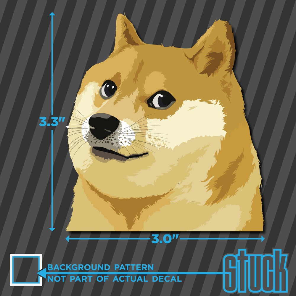 Doge Head – 3.0″x3.3″ – printed vinyl decal sticker such wow dog shiba meme