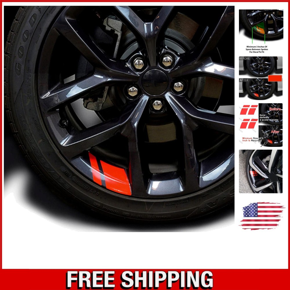 High-Quality Reflective Hash Stripe Wheel Decals for 18-21” Cars – 6 Pcs Red