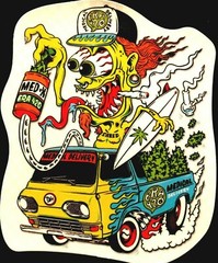 HOT ROD STICKER “HEMP 420 POT SURFER OLD SCHOOL VAN” 3 1/4 X 3 3/4” GLOSSY RAD!