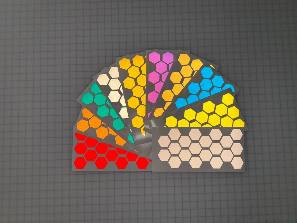 20 Reflective 1.75″ x 1.52″ ELG Hexagons (10 Different Colors) Sticker Decal