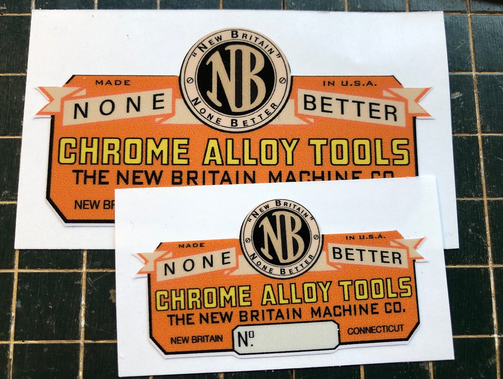 None Better New Britain Chrome Alloy Decal For Antique Tool Box 2” & 3” Set 2