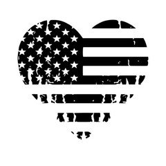 Military Sticker (3 Inch) Heart Shaped Black And White American Flag!