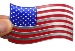 ALUMINUM US American Flag Decal Sticker Car, Motorcycle, Patriotic WAVY