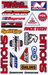 Set of 6 Multicolor Racing Stickers by Biker for Car, Metal, Plastic, Clear