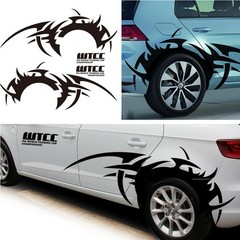 2Pcs Car Side Body Wheel Eyebrow Flame DIY Waterproof Vinyl Decal Sticker Black