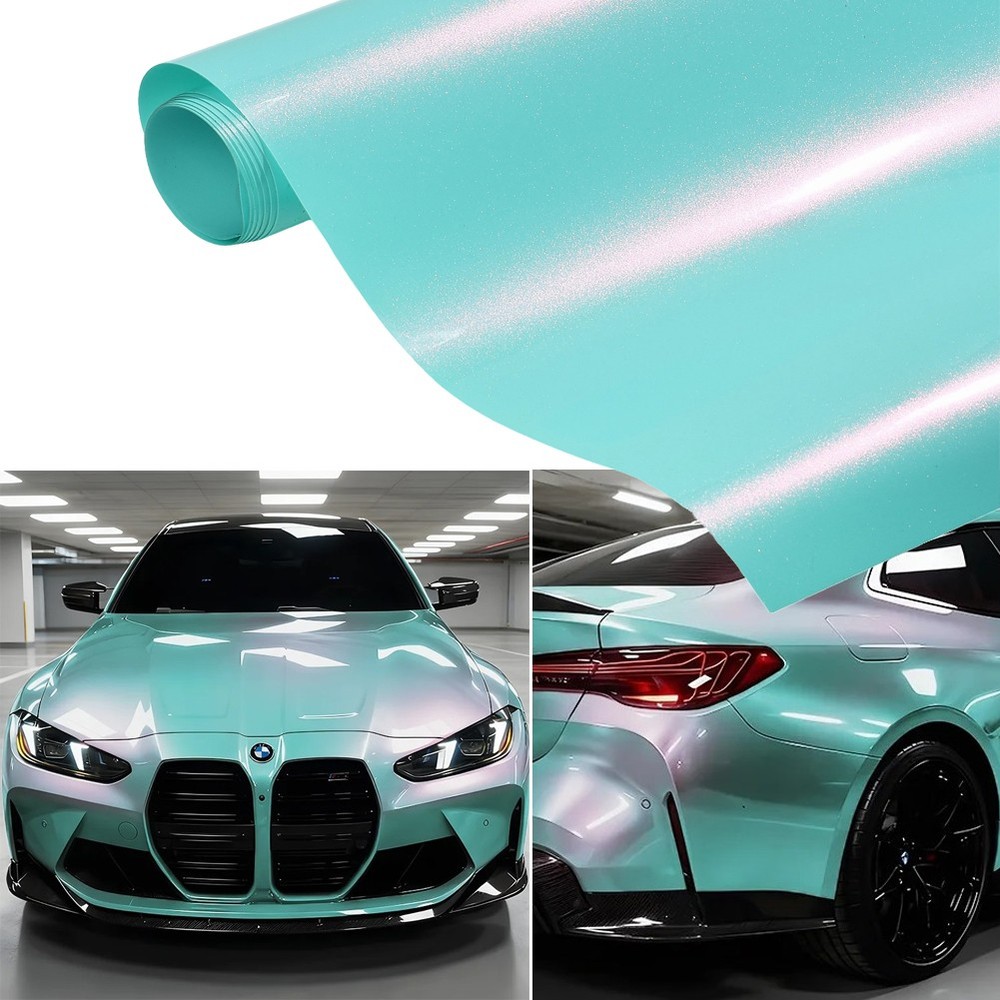 Gloss Aqua to Purple Chameleon Metallic Color Change Vinyl Wrap Car Body Film