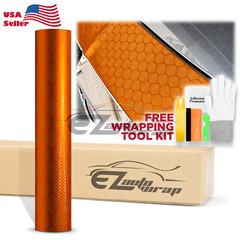 Honeycomb Carbon Fiber Satin Orange Hex Auto Car Sticker Decal Vinyl Wrap Sheet