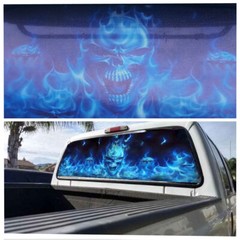 Car Rear Window Back Flaming Skull Vinyl Tint Graphic Decal Sticker 147CMx46CM