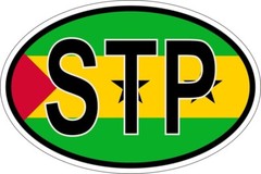 Oval Sticker Flag Country Code STP Sao Tome And Principe