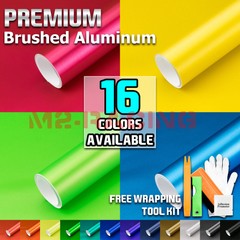 12 Colors Brushed Aluminum Metal Steel Vinyl Wrap Sticker Film Bubble Free DIY