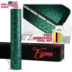 ESSMO PET Marble Forged Matte Carbon Fiber Emerald Green Car Vehicle Vinyl Wrap