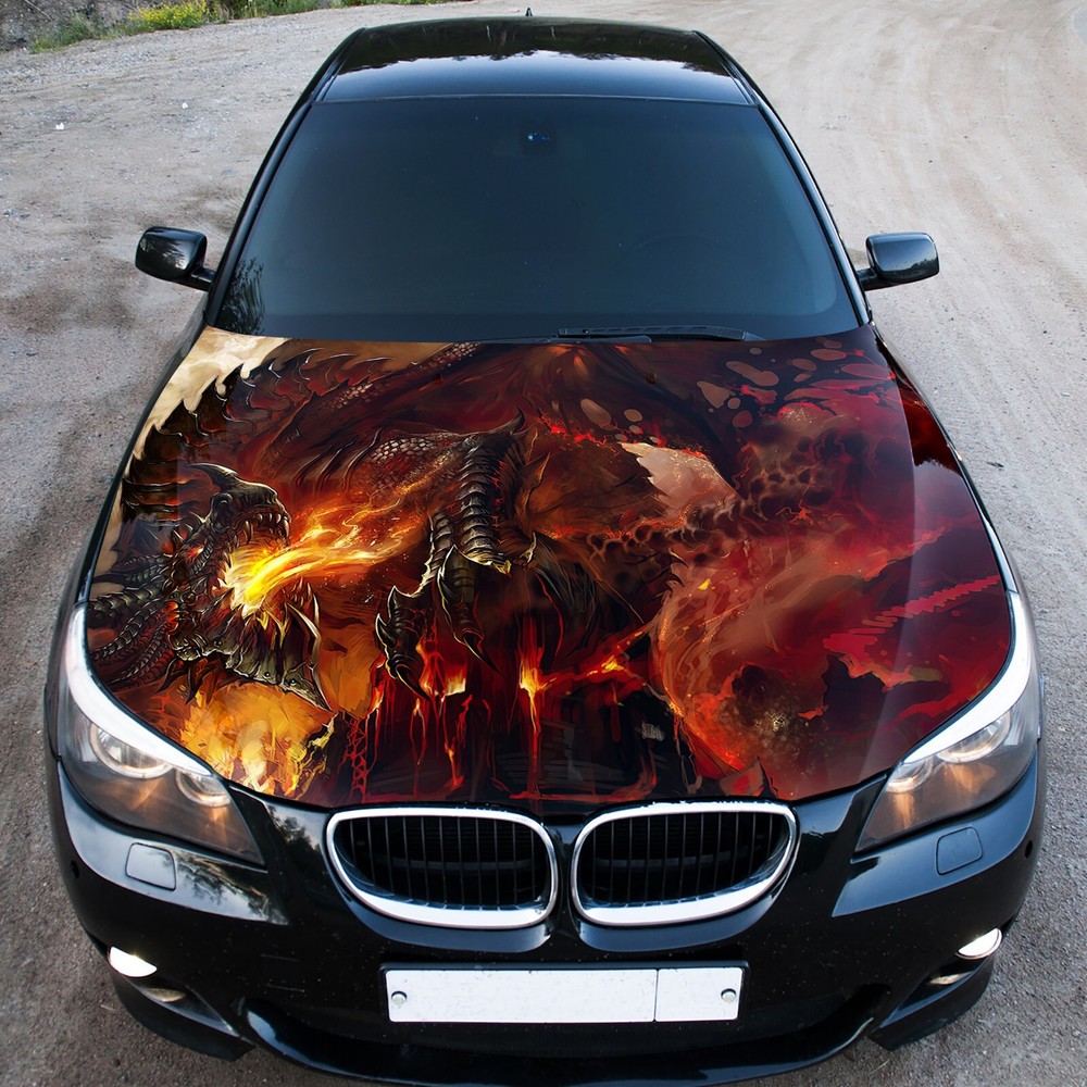 Fire Dragon Car Hood Wrap Decal Vinyl Sticker Full Color Graphic Fit Any Car A