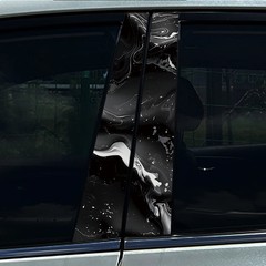 2x Black Funny Creative Car Center Pillar Sticker Auto B Pillar Protective Film