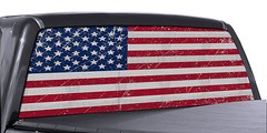FGD Truck Rear Window Distressed American Flag Perforated Vinyl Wrap Universal