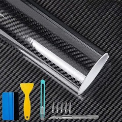 6D Black Carbon Fiber Vinyl Wrap Including Tool Kits High Glossy Black Car Vi…