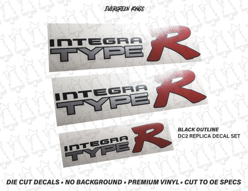 94-01 Integra Type R DC2 Decal Badge Emblem Set – BLACK OUTLINE – JDM DB8 DA DC