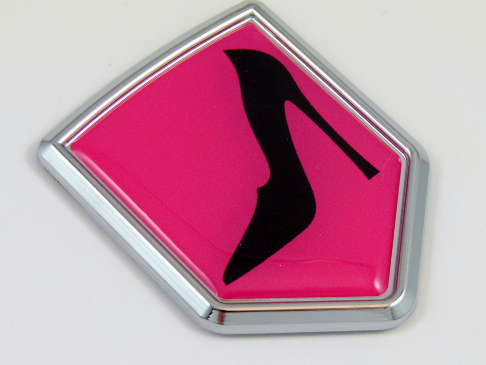 Lady driver Woman shoe Decal Car Chrome Emblem Sticker badge sign crest Auto
