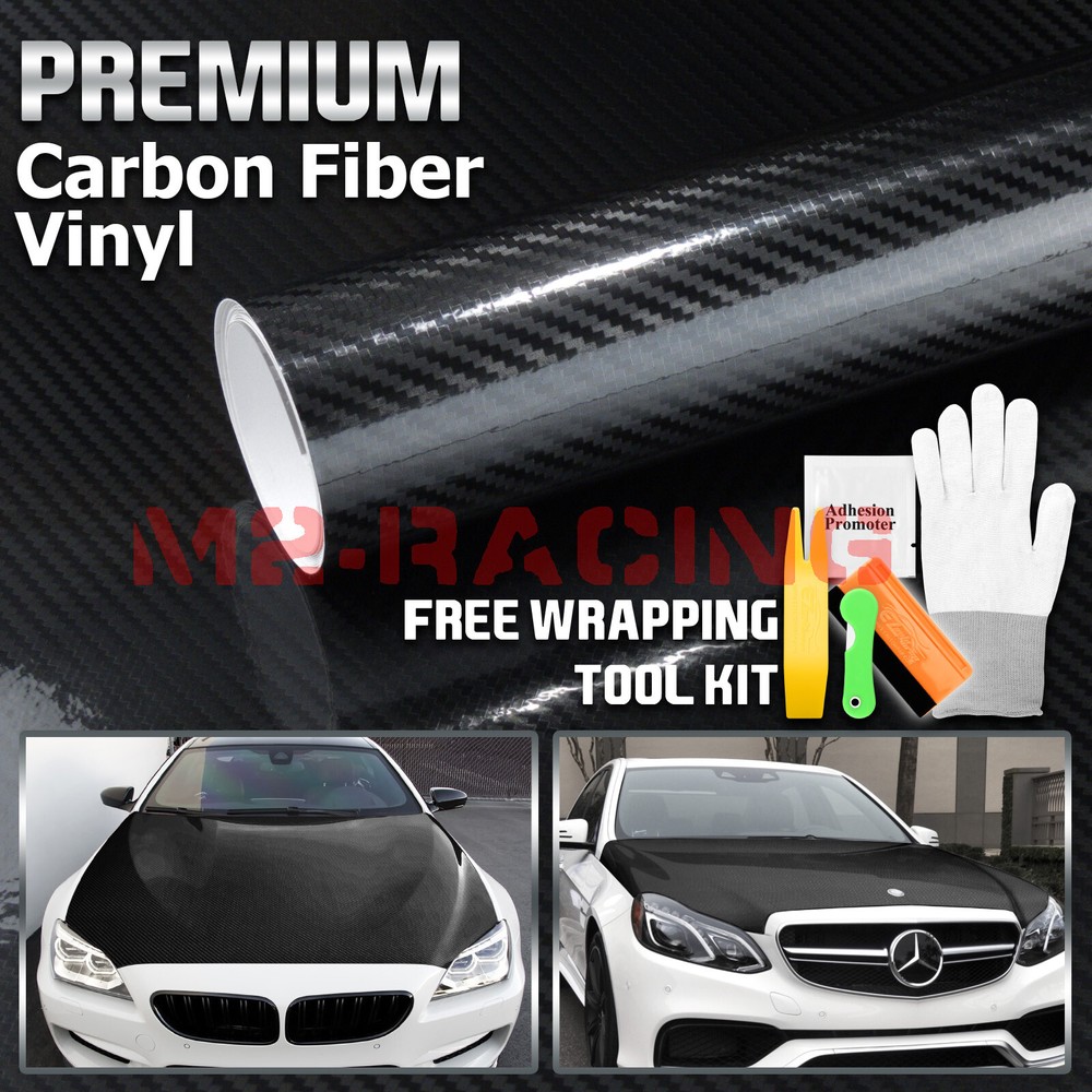 5D Carbon Fiber Black High Gloss Glossy Auto Vinyl Wrap Sticker Decal Sheet Film