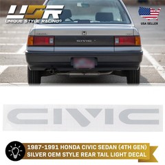 Metallic Silver Vinyl Decal Rear Center Panel for 1988-1991 Honda Civic Sedan