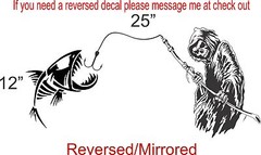 Grim Reaper Skull Fish Fishing Car Boat Truck Window Outdoor Vinyl Decal Sticker