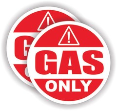 (2) 2-inch GAS ONLY Vinyl Automotive Decals | Fuel Tank Gasoline Stickers Labels