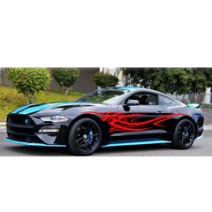 2x 7.8Ft Red Streamline Graphics Decal Stickers Car Body Side Skirt Door Fender