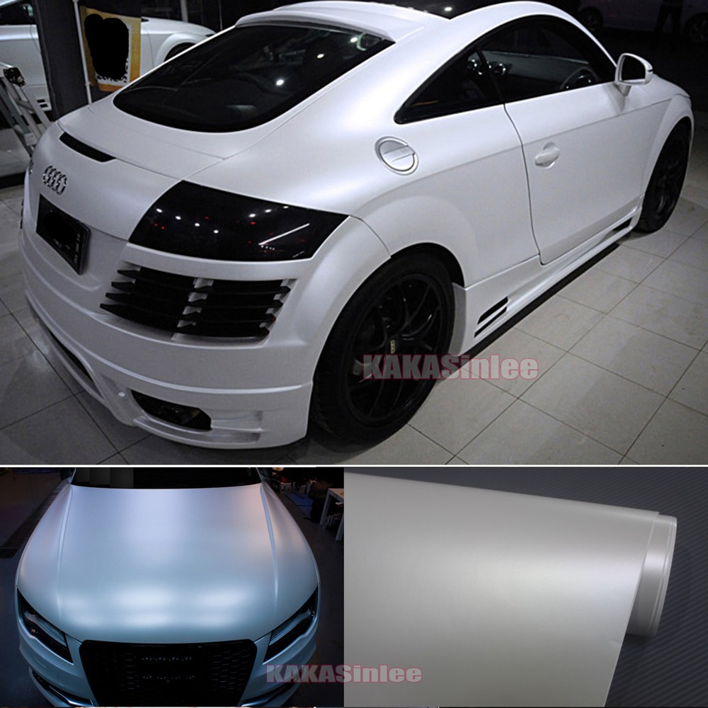 Air Free Full SUV Car Wrap Matte Chrome Satin Metal Vinyl Sticker White 65FT BO