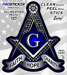 ProSticker 127 (One) 4″ Faith Hope Charity Masonic Freemason Decal Sticker