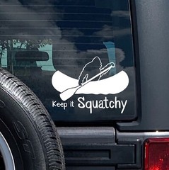 Big Foot Car Decal – Bigfoot and Canoe Decal.