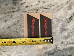2 Snap on tools. sticker. Black Angled Cut. 2.625” X 1..25” 3m Adhesive