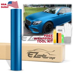 【Satin Chrome】 Light Blue Matte Metallic Vinyl Wrap Sticker Air Release Sheet