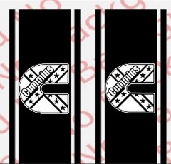 Cummins Flag style bedside Stripe decals, 10″ x 46″, Set of 2, decal