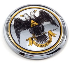 Scottish Rite 32nd degree Flag 2.75″ Car Chrome Round Emblem Decal 3D badge