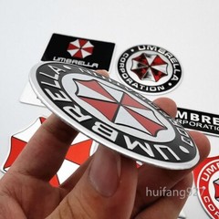 Car Aluminum Rear Trunk Badge Body Emblem Umbrella Decal Resident Evil Sticker