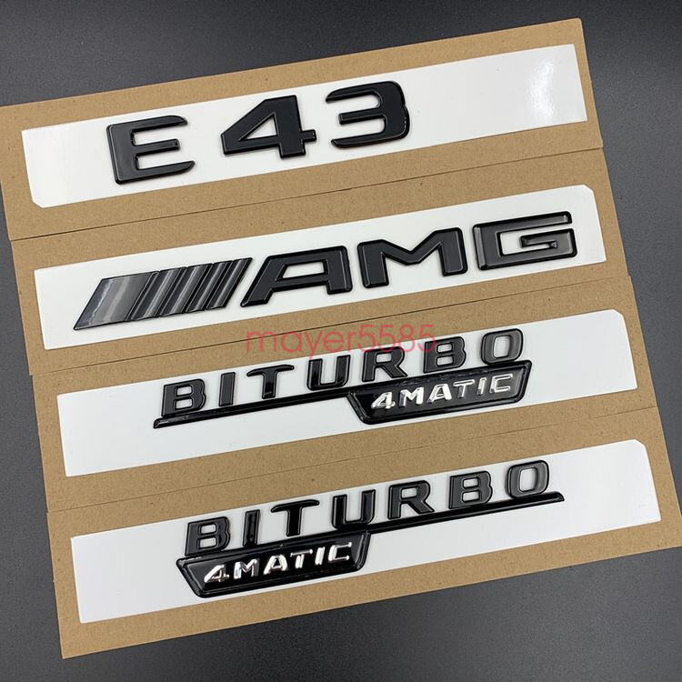 Gloss Black ” E43 AMG BITURBO ” Trunk Embl Badge Sticker for Mercedes Benz E43