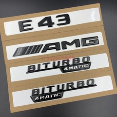 Gloss Black ” E43 AMG BITURBO ” Trunk Embl Badge Sticker for Mercedes Benz E43