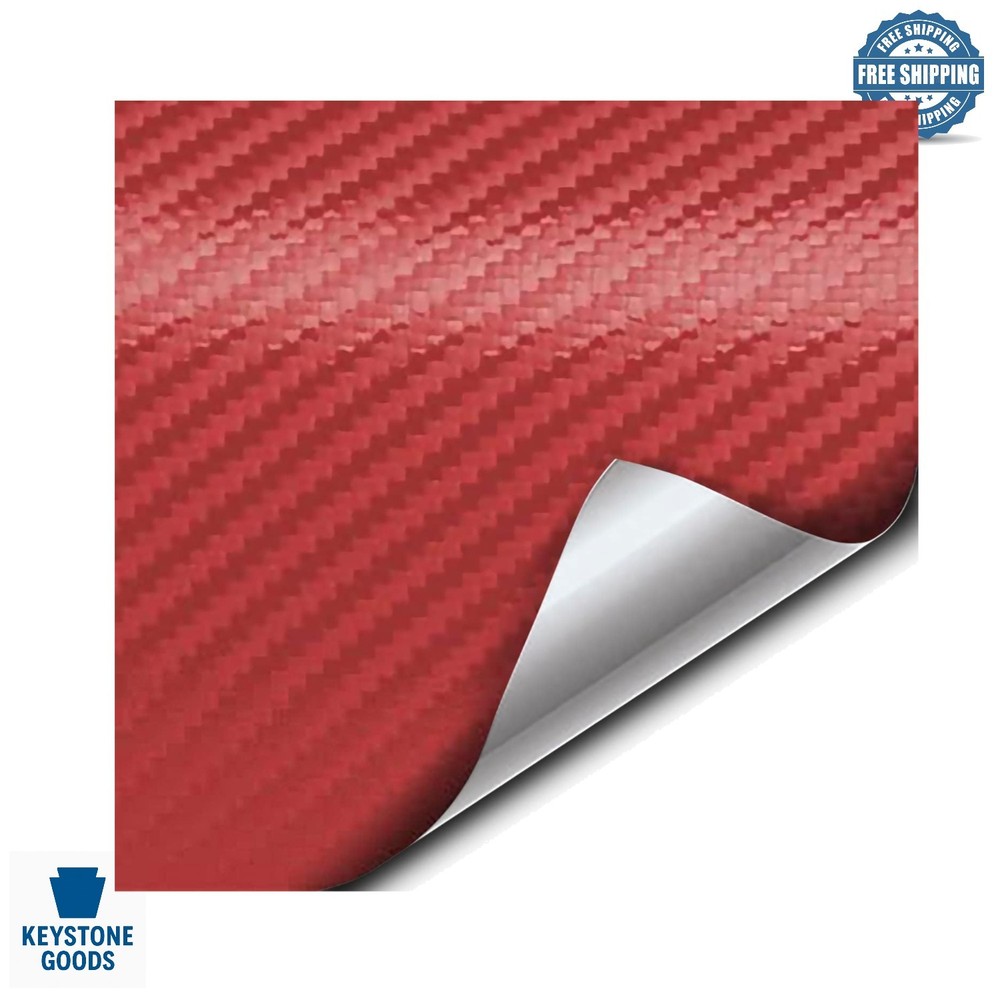 Red Carbon Fiber Vinyl Wrap Roll 1ft x 5ft with Air Release Technology