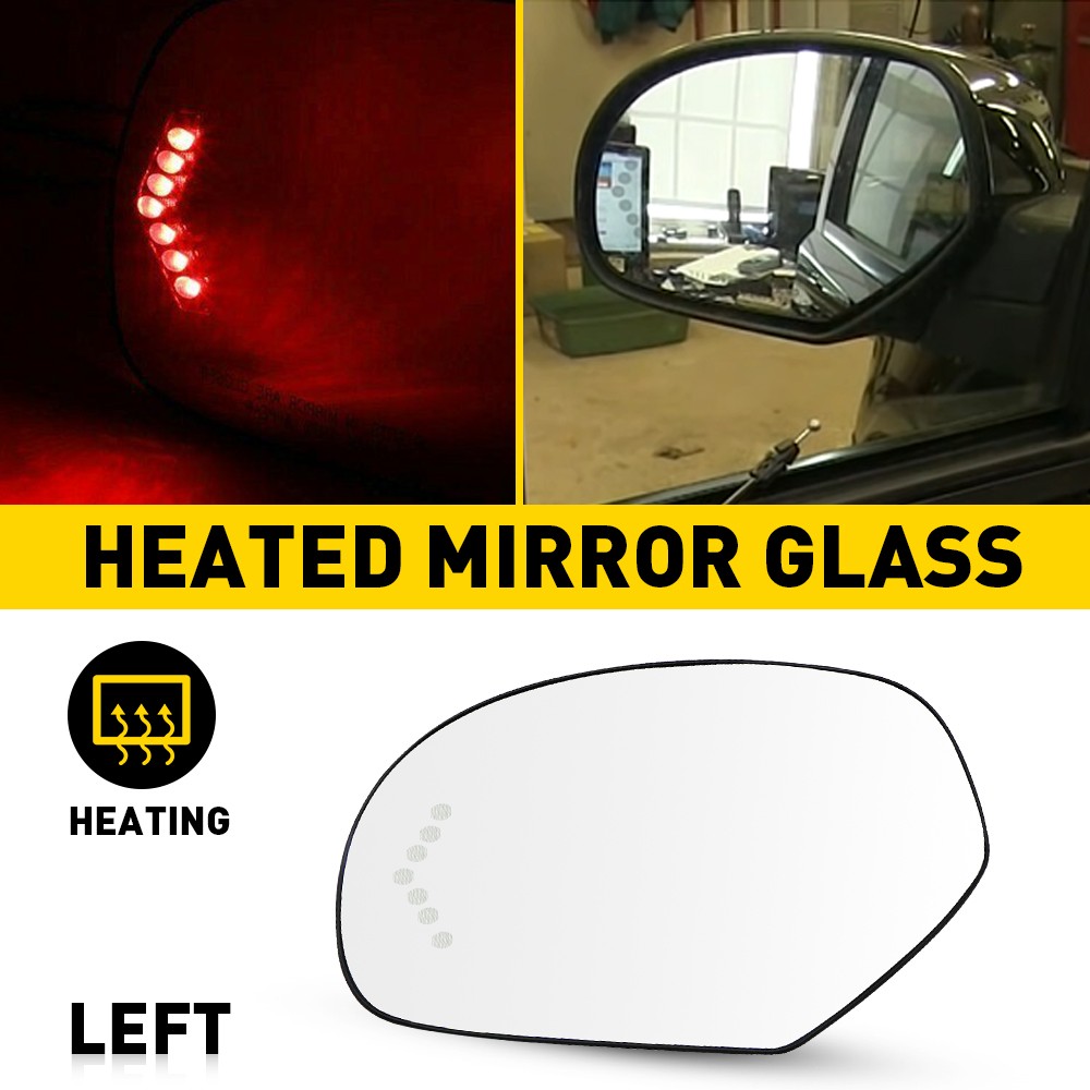 1/2Set FIT 2007-2014 GMC Chevy SILVERADO Left Side Glass Mirror Power Heated LED