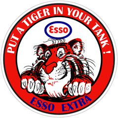 Esso Extra Tiger Retro Vintage Gas Pump Motor Oil Vinyl Sticker Car Window Decal