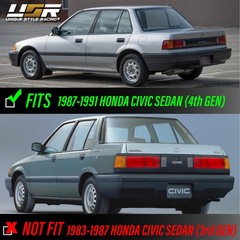 Metallic Silver Vinyl Decal Rear Center Panel for 1988-1991 Honda Civic Sedan