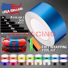 Satin Chrome Metallic Matte Racing Stripes Vinyl Wrap Rally Sticker 10/20 Long
