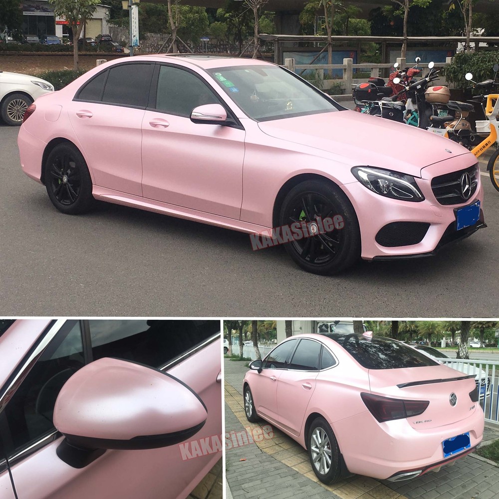 Flexible Pearl Metal Car Wrap Sticker Glitter Satin Chrome Vinyl Sakura Pink US