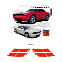 Dodge Challenger RT 2010 up Fender Double Bar Stripes Graphic Kit – Red