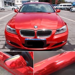 65FT Stretch Full SUV Car Wrap Red Mirror Chrome Metal Vinyl Sheet Sticker US