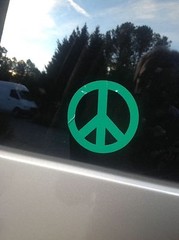 BOGO! Peace Sign 3″ Outdoor Vinyl Sticker. Free Ship. Black, Red, Green. Decal.