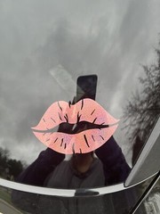 Kiss Lips Pink Car Decal Holographic Permanent Vinyl 5×3” Sparkle Color Changing