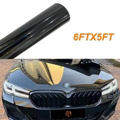 72″x60″ Ultra Gloss PET Liner Black Vinyl Wrap Air Release Bubble Free 6FT x 5FT