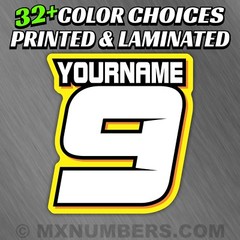 3 Motorcycle Number Name Plate Race Color Decals Sticker MX ATV SX BMX Bike Kart