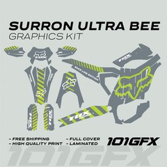 Surron Ultra Bee Graphics Kit FOX RACE LINE Green Black Decals Stickers